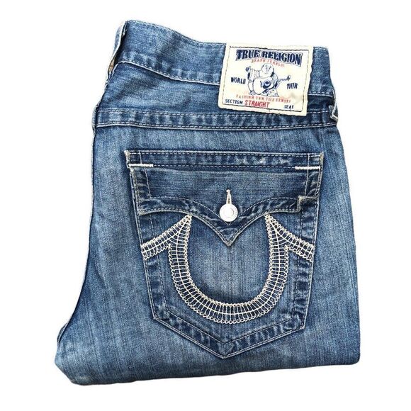 VINTAGE true religion jeans size 36 STRAIGHT blue - Picture 1 of 14